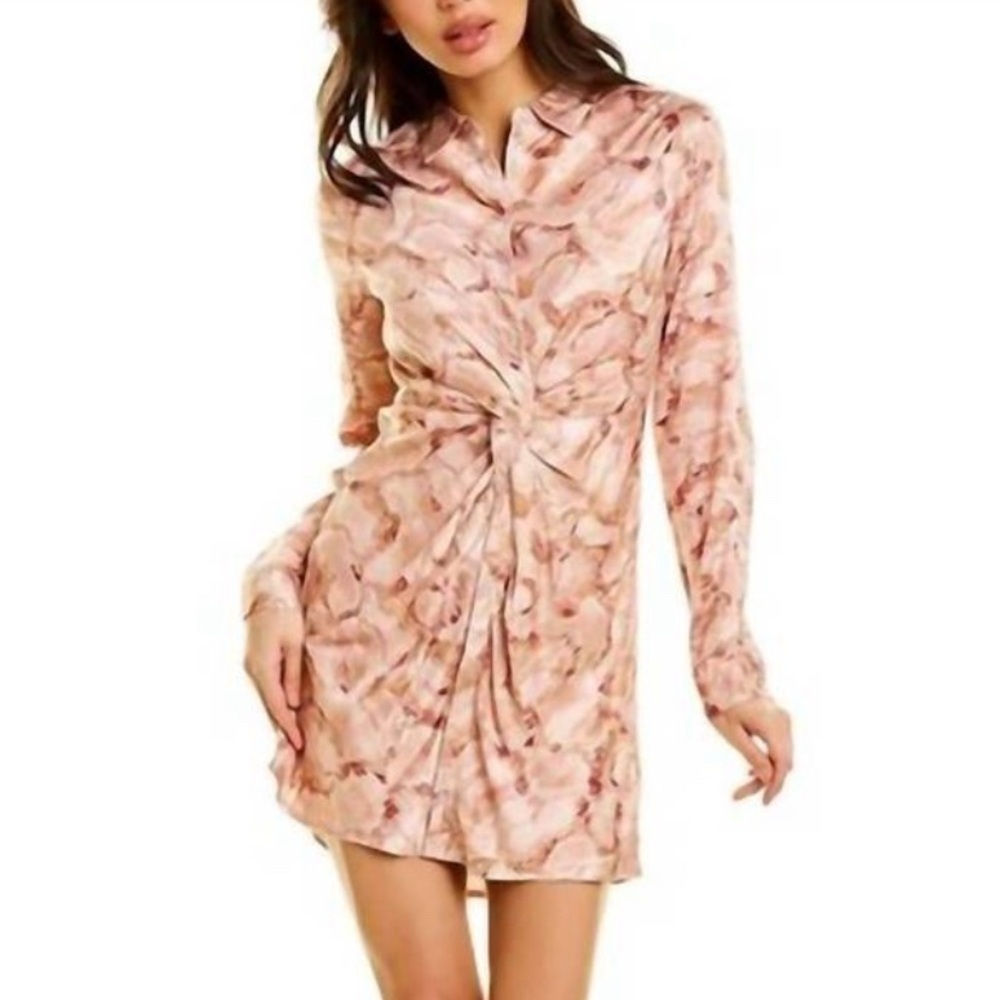NWT Fate Animal Print Twist Waist Dress Size Medium Long Sleeves Fitted